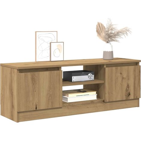 Meuble TV chêne artisanal 102x30x36 bois d'ingénierie (1/5)