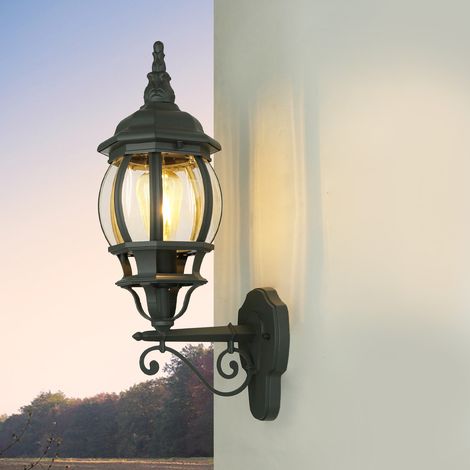 Außenleuchte Rustikal Wand E27 Grau H: 54 cm Laterne Wandlampe außen