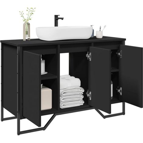 Waschbeckenunterschrank Schwarz 91x35x60 cm Holzwerkstoff