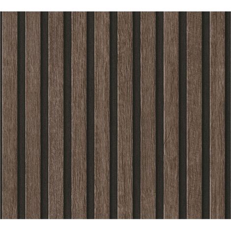 Papier peint 3D aspect bois Profhome 391093 papier peint intissé gaufré à chaud texturé à l'aspect de bois mat brun noir  5,33 m2 (1/5)