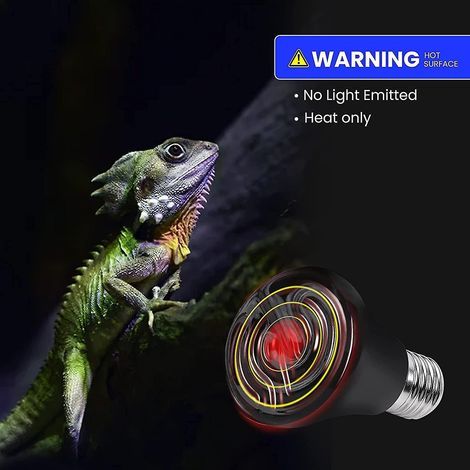 E27 Heating Bulb 75w Ceramic Pet Heat Lamp 220-240v Infrared Heating Lamp E27 Reptile Bulb Aquarium, Pet Habitat Bulbs (2pcs) (1/2)