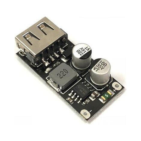 Module abaisseur DC-DC 12V/24V vers charge rapide QC3.0, carte de charge pour téléphone portable à port USB unique prenant en charge Apple et Huawei FCP. (1/4)
