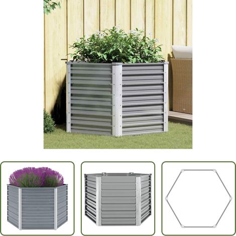 Hochbeet - Garten-Hochbeet Verzinkter Stahl 129x129x77 cm Grau (1/5)