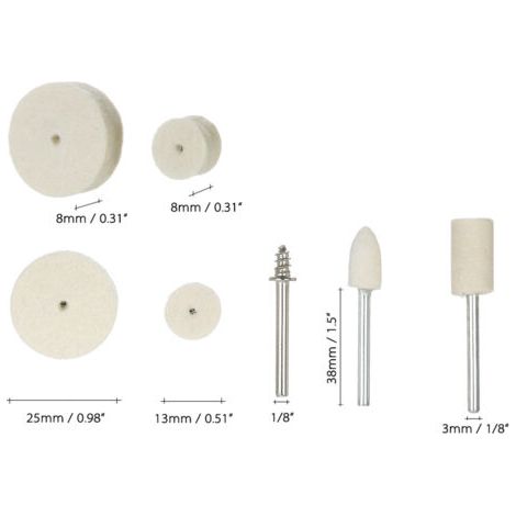 129pcs Accessoires de Roues de Polissage en Feutre en Laine pour Outils - Ing Professionnel pour le Métal et les Bijoux (1/5)