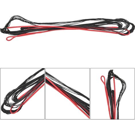 Corde d'arc en nylon 12 brins pour chasse, compatible arc recurve et longbow, 60 pouces, couleur noir-rouge (1/4)