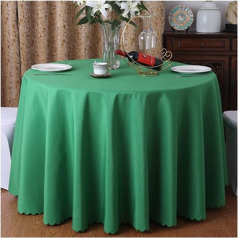 Nappe ronde 180cm vert herbe polyester pour table à manger, table basse, fête