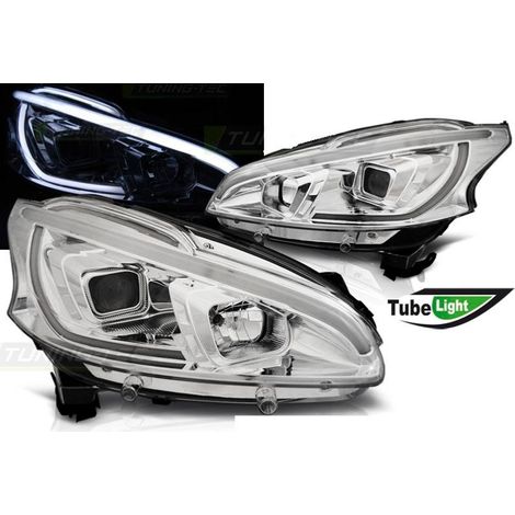 Paire de feux phares Peugeot 208 12-15 led LTI chrome-27361721