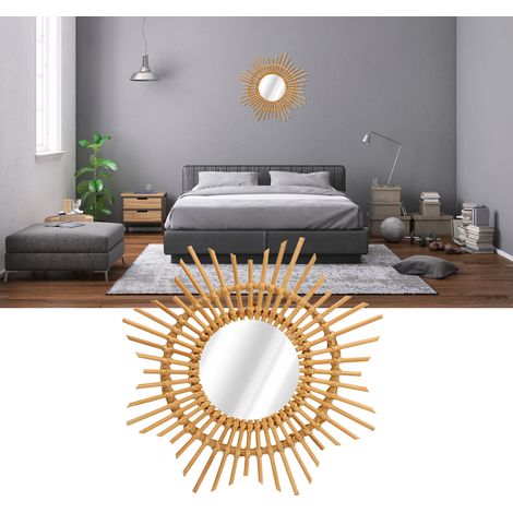 Miroir étoile en rotin de style nordique pour la décoration de la chambre. (1/5)