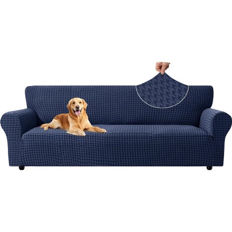 Stretch Sofa Überzug 4 Sitzer Dunkelblau, Sofaschoner Rutschfest mit Armlehne, Waschbar (1/5)