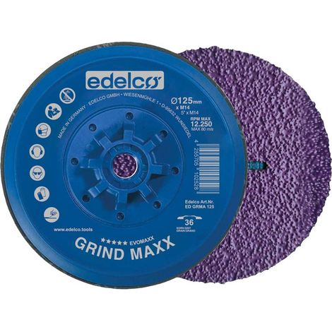 Plato de desbaste EDELCO Grind Maxx 115 mm para amoladora, alta durabilidad.