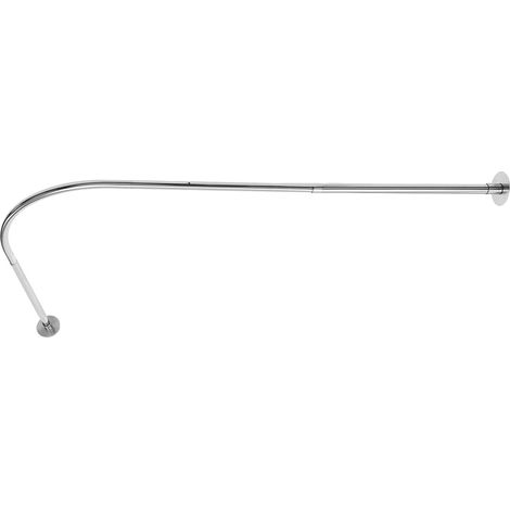 Verstellbare L-förmige Duschvorhangstange für Eckbadewanne, ohne Bohren, Premium-Duschstange mit einfacher Installation, 90–130 cm (1/5)