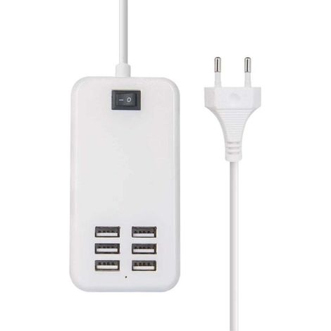 Aktiver USB-Hub, Aluminium-USB-Multiport-Hub mit 6 Ports und externem 5V/2A-Netzteil, Multiport-USB-Hub,...