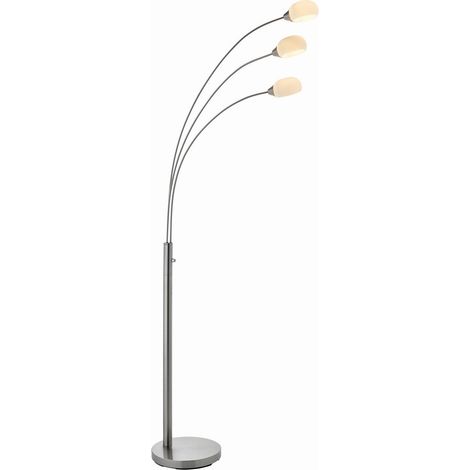 Endon Jaspa - Lampadaire LED à 3 ampoules, nickel satiné, verre blanc (1/5)