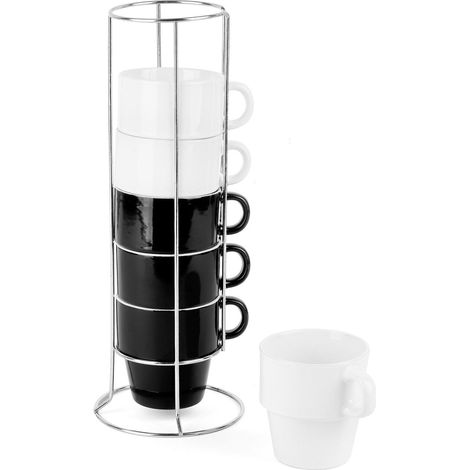 Ensemble de tasses noires et blanches avec support Tadar (1/5)