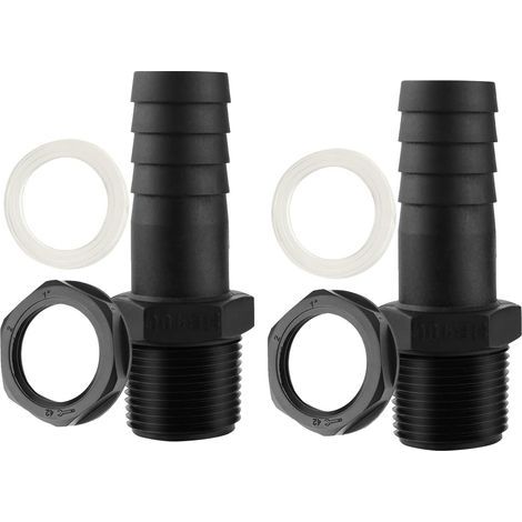 Set di 2 raccordi di troppo pieno per serbatoio da 25 mm – raccordo passante – attacco maschio – serbatoio acqua da 1000 litri – guarnizioni incluse (9,8x2,5x3 cm) (1/5)