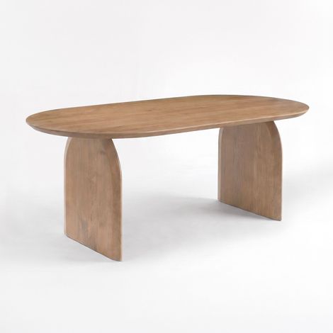 Mesa ovalada Alix de madera maciza de mango en marrón claro para 6 personas (1/4)