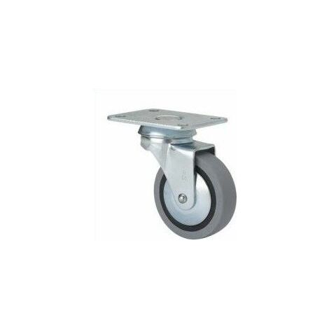 Rueda de Mobiliario 50 mm Goma Gris Placa 46x46