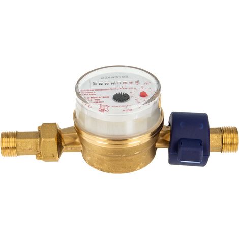 Einstrahlzähler ETK Kombi-Set (Warmwasser) bis 90 Grad Länge 110 mm, inkl. Verschraubungen 3/4 Zoll x 1/2 Zoll AG, Plombierschelle (1/5)