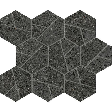 Mosaïque effet Pierre Calcaire Gris Carbone Hexa 28,5x25x0,9 cm Mat Domella - Sol et mur intérieur (vendu par carton de 0,428 m²) - RO'MA CARRELAGE