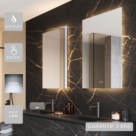 Miroir Salle de Bain LED Rétro-éclairé (6500K) - 80x80cm - CommandesTactiles & Anti-Buée - ITALIA LEDIMEX (1/5)
