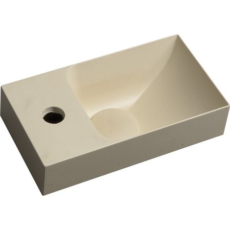 Vasque en béton PICCOLINO 30,8x17cm, mitigeur à gauche, jaune mat (1/5)