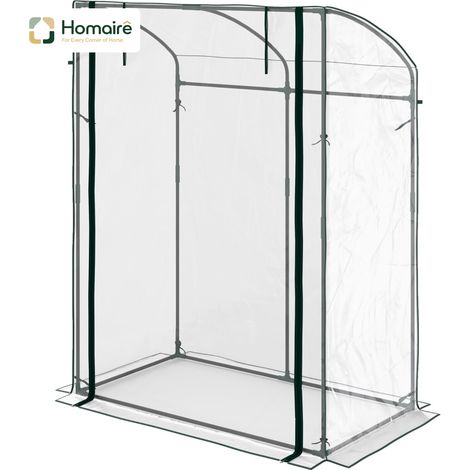 HOMAIRE Gewächshaus Stahl mit gebogenem Dach, Tür und transparenter Folie, winterfest (1/5)