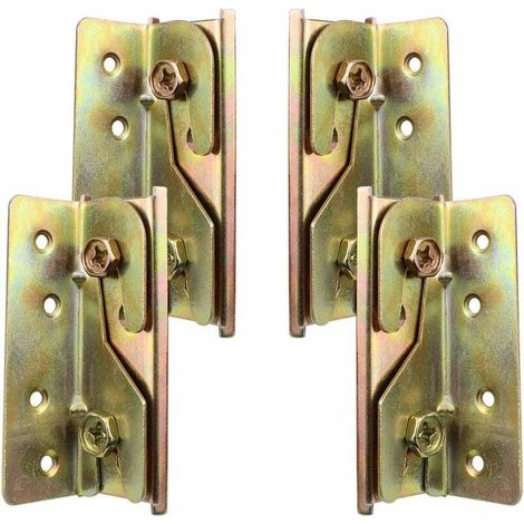 Ensemble de 4 supports de fixation robustes et résistants à la rouille pour rail de lit sans mortaise avec vis (1/5)