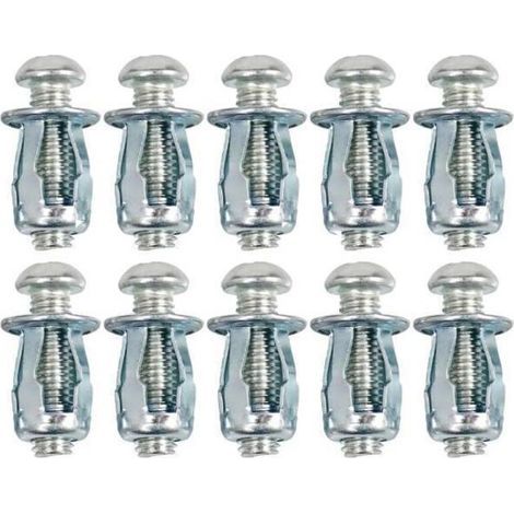 10 chevilles creuses métalliques ultra-courtes M4- adaptées aux plaques d'aluminium de 0 à 5 mm- aux plaques de fer et aux panneaux de bois (20 mm) pour portes et murs. (1/5)