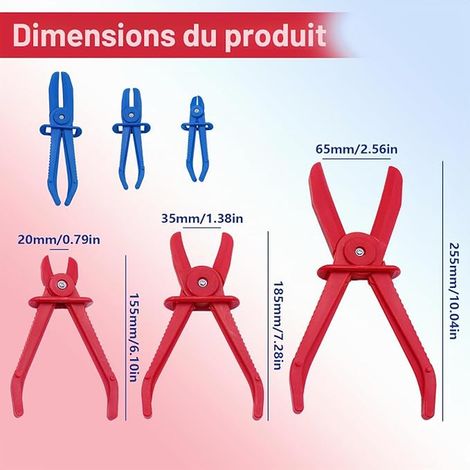 Hose Clamps Hose Clamping Tool Hose Clamping Pliers for Pipes Hose Clamps Brake and Fuel Lines Red Blue (1/4)