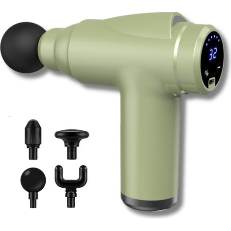 Pistolet de massage électrique pour la relaxation musculaire et le soulagement de la fatigue - 32 vitesses réglables (vert)-AquaForge