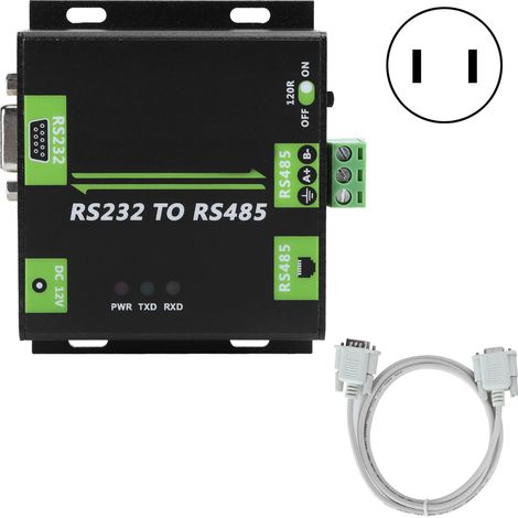 Convertisseur RS232 vers RS485 avec isolation électromagnétique, adaptateur asynchrone bidirectionnel, module 100-240V, prise américaine (1/5)