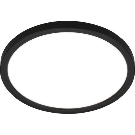 Plafonnier LED à lumière indirecte, plat, lumière blanc neutre, lampe LED, plafonnier LED, lampe de salon, panneau LED, lampe de cuisine, éclairage de plafond, 24x3 cm, noir (1/5)