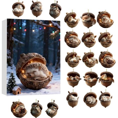 Calendrier De Lavent 2025 - Ornements En Forme De Pommes De Pin 2D - 24 Pièces - Pour Décoration De Noël - Idéal Pour Enfants (1/3)