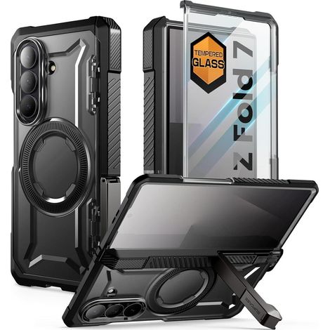 Handyhülle Z Fold7 Ständer Displayschutz Scharnierschutz Schwarz (1/5)