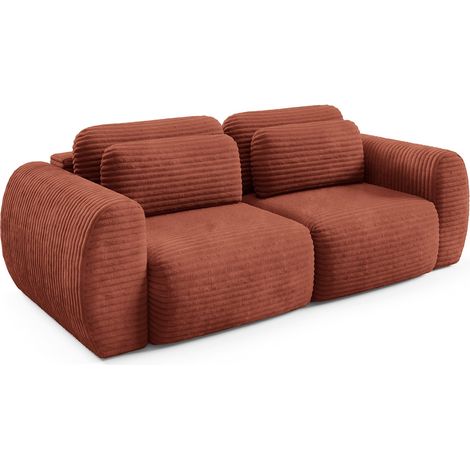 Divano Letto 2 Posti Golgi, Contenitore, di Apertura a Libro, Reclinabile, 266x121 cm Rosso