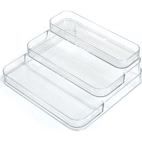 Présentoir de maquillage en acrylique transparent – 3 niveaux – 24,6 x 26,5 x 10 cm – Organiseur pour cosmétiques, maquillage, figurines et accessoires de bureau (1/5)