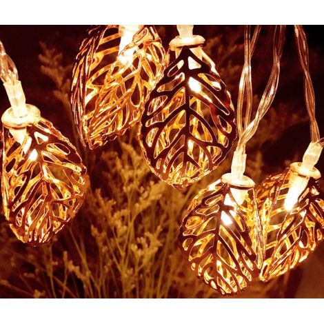 1 pièce 20 lumières 2.2m en fer forgé feuille batterie boîte LED petites lumières pour la décoration de la chambre, décoration de Noël (1/2)