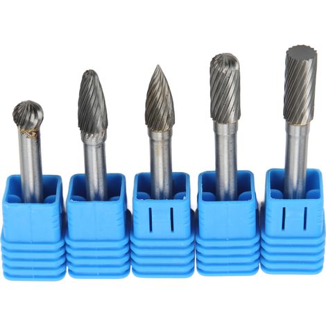 5 pièces lot de limes rotatives à coupe unique en carbure de tungstène, tige de 6 mm/1/4 pouce pour polissage et sculpture sur bois (1/5)
