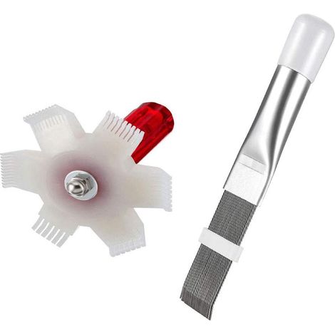 2 Pièces Peigne à Ailettes de Climatiseur, Peigne à Ailettes AC, 2 Styles Brosse de Nettoyage de Peigne à Ailettes AC pour Nettoyer Le Radiateur, évaporateur (1/5)