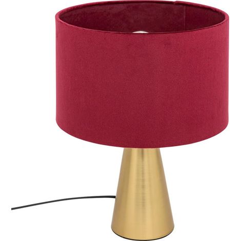 Lampe à Poser en Velours "Siana" 35cm Rouge Rubis (1/4)