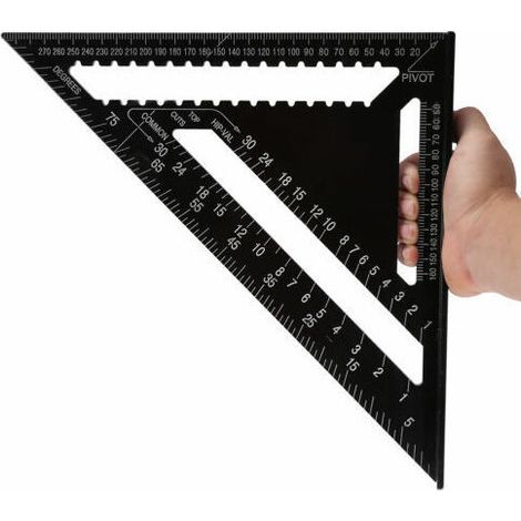 Set Square Dreieck Winkellineal Winkelmesser 12 Zoll Hochpräzises Messwerkzeug aus Aluminiumlegierung, Schwarz