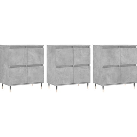 Aparador buffet cómoda armario mueble organizador cocina salón salón 3 piezas madera contrachapada gris 020037136 (1/5)