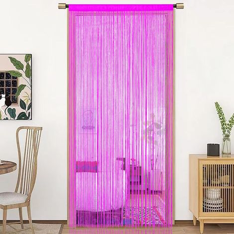 String Porte Rideau décorations de fenêtre diviseur de pièce décorations de Chambre Rideau Simple pour fenêtre 90x200cm Rose (1/5)