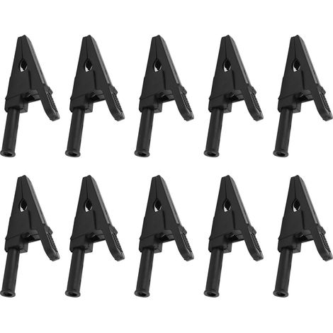 10 Prüfklemmen 20 mm, optimale Leitfähigkeit, Sicherheitsmessklemmen mit 4-mm-Buchse für elektrische Stromkreise, Schwarz (1/5)