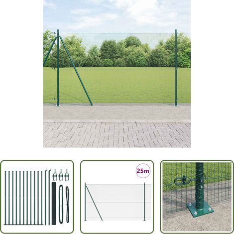 vidaXL Clôture moderne - Poteau de clôture. Vert 25 x 1,5 m (19 x 19 mm maillage) Acier (1/5)
