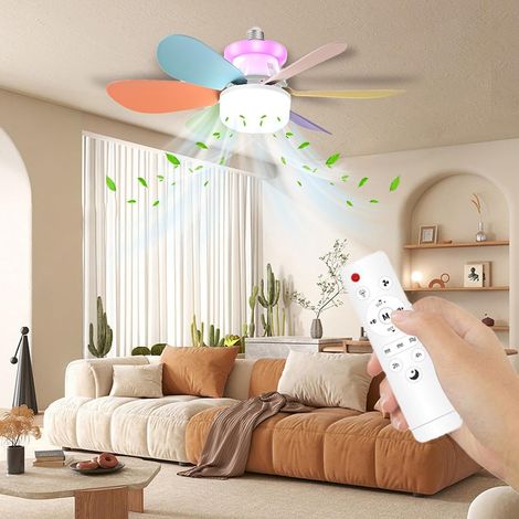 Mini plafonnier 40 W avec télécommande, éclairage RGB dimmable, culot E27, dimensions : 52 x 18,5 cm, socle non inclus. (1/5)