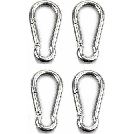 UlisemMousqueton à fixation 4 pièces pour usage intensif, sports, chiens de verrouillage, hamac à balanoire, acier inoxydable 304, épaisseur 8 mm (1/3)