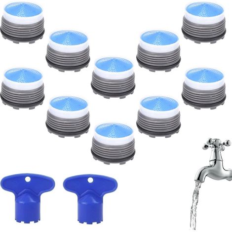 Lot de 10 Mousseurs pour Robinet - Aérateur Plastique M18.5, Économiseur d'Eau pour Cuisine et Salle de Bain