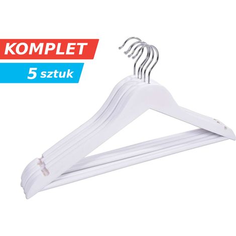 RONDO Kleiderbügel aus Holz, 5er-Set, weiß