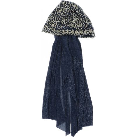 Womens Muslim Hijab Elastic Breathable Soft Comfortable Durable Material Skin Friendly Flower Pattern Muslim TurbanNavy Blue (1/5)